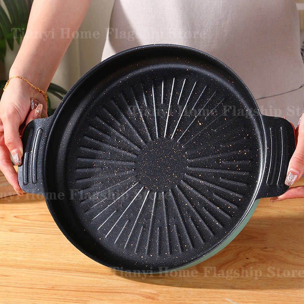 Kitchen Outdoor Camping - Grill Pan Round Non-Stick Barbecue Plate