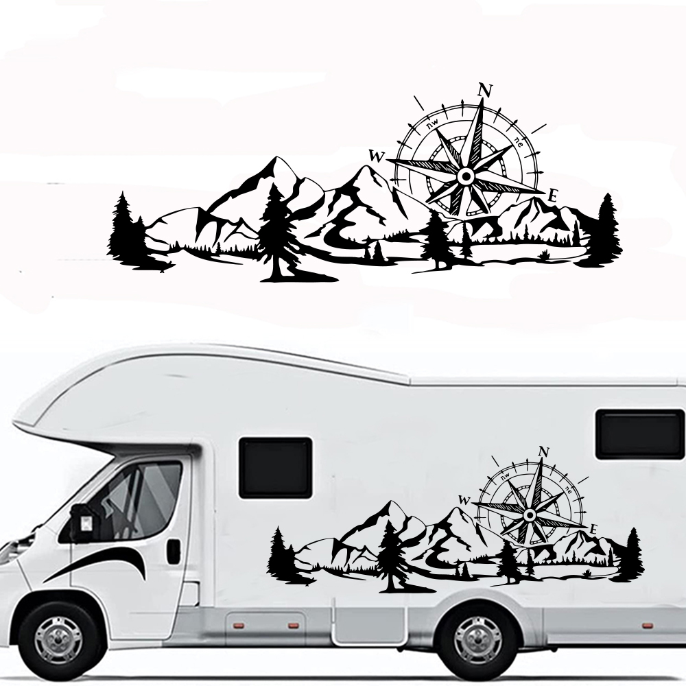 Outdoor Camping Logo - Compass Mountain Camper Rv Van Truck