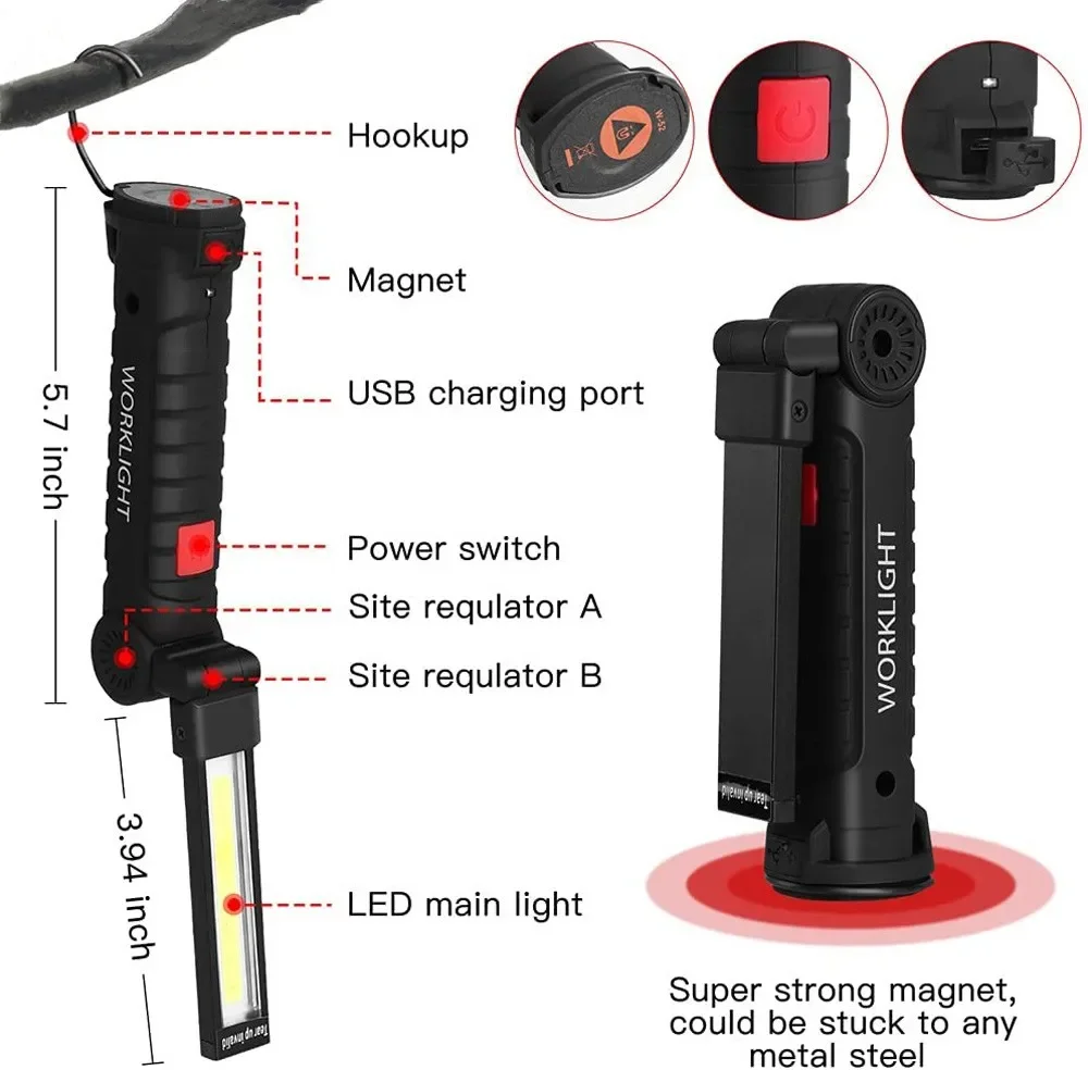 Portable COB LED Flashlight US - огляд і ціна Outdoor Camping Lampe
