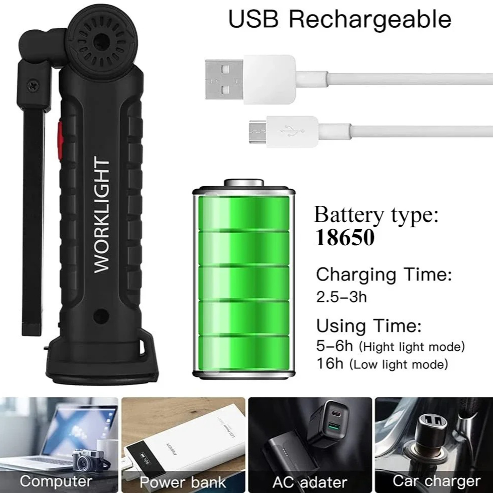 Portable COB LED Flashlight US - огляд і ціна Outdoor Camping Lampe