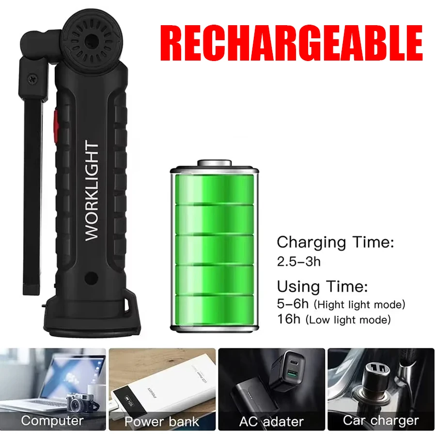 Rechargeable Magnetic Work Lig - огляд і ціна Outdoor Camping Lampe