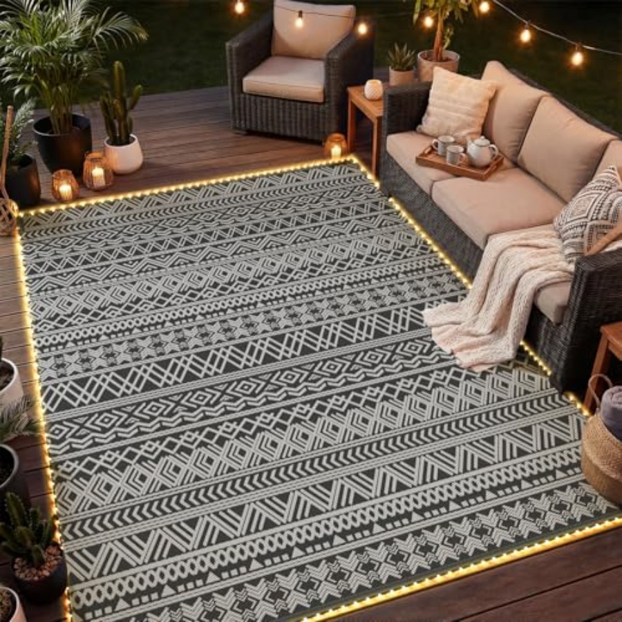Outdoor 6x9 ft reversible wate - огляд і ціна Outdoor Camping Rug With Led Lights