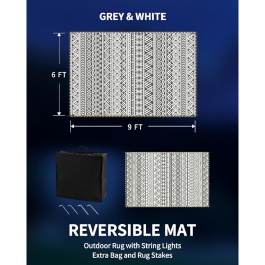 Outdoor 6x9 ft reversible wate - огляд і ціна Outdoor Camping Rug With Led Lights