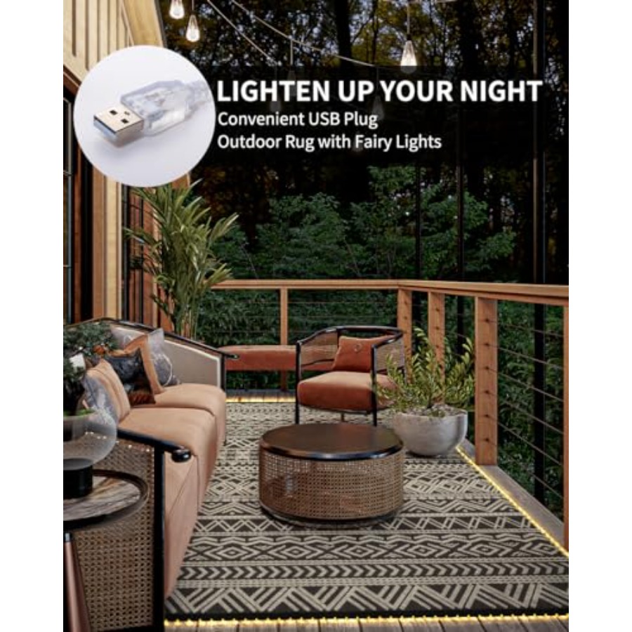 Outdoor 6x9 ft reversible wate - огляд і ціна Outdoor Camping Rug With Led Lights