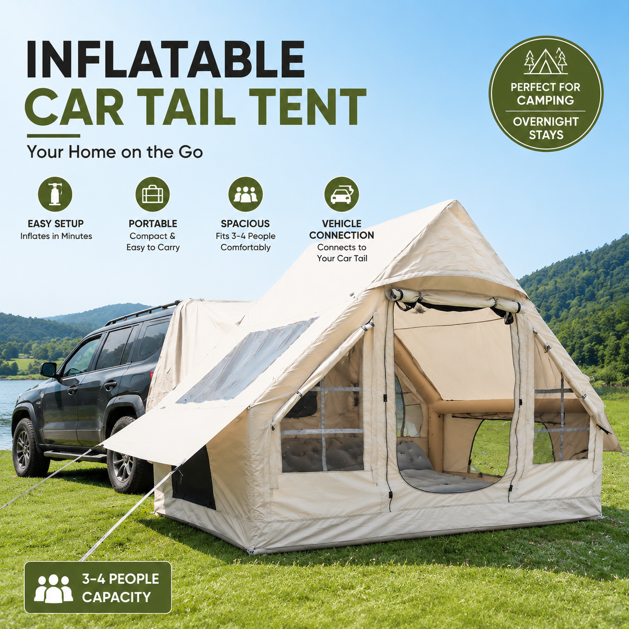 Inflatable Car Rear Tents with - огляд і ціна Outdoor Camping Car Tail Tent
