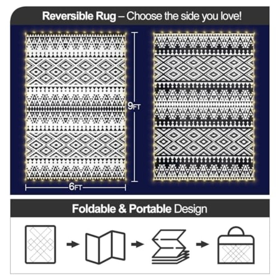 Outdoor patio rug, waterproof  - огляд і ціна Outdoor Camping Rug With Led Lights