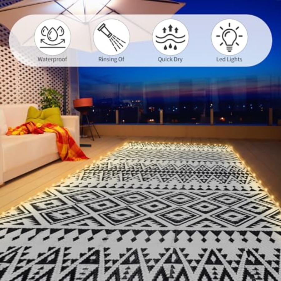 Outdoor patio rug, waterproof  - огляд і ціна Outdoor Camping Rug With Led Lights