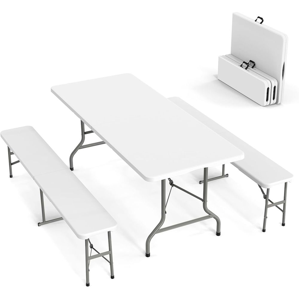 Picnic Table Set with 2 Benche - огляд і ціна Camping Outdoor Or Indoor