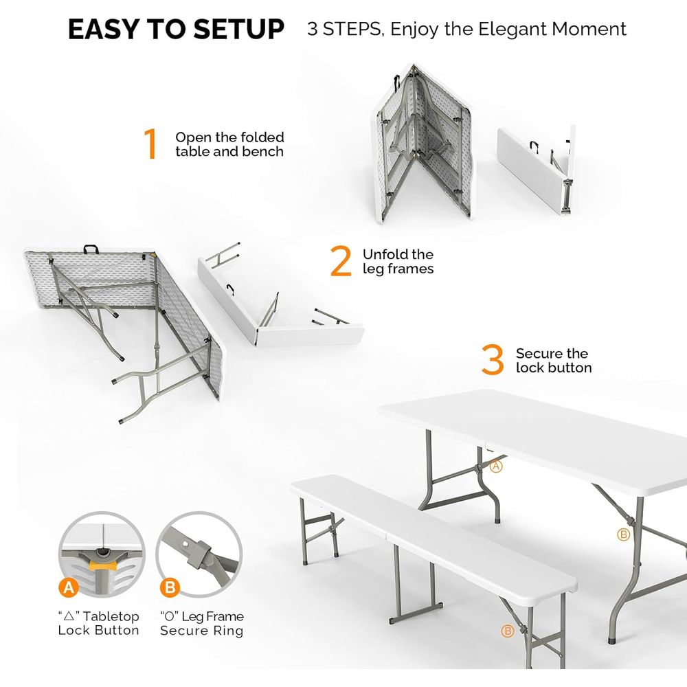 Picnic Table Set with 2 Benche - огляд і ціна Camping Outdoor Or Indoor