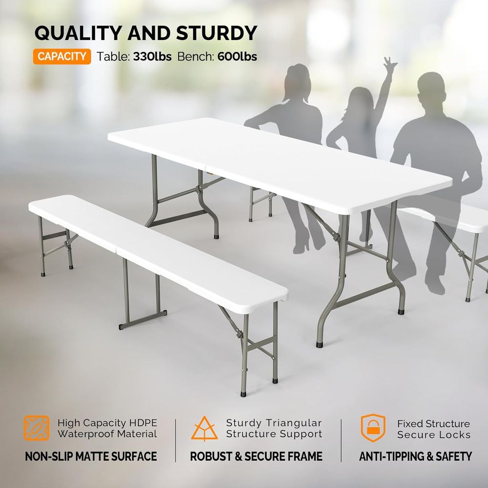 Picnic Table Set with 2 Benche - огляд і ціна Camping Outdoor Or Indoor