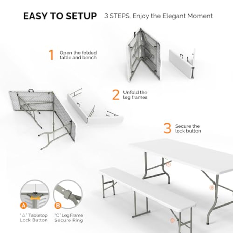 Picnic Table Set with 2 Benche - огляд і ціна Camping Outdoor Or Indoor